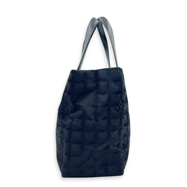 Travel Line Black Tote Bag in Jacquard, Gold hardware