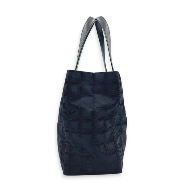 Travel Line Black Tote Bag in Jacquard, Gold hardware