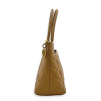 Medallion CC Tote Bag Beige in Caviar Leather, Gold hardware