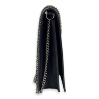 Frame Black Wallet On Chain in Calfskin, Silver hardware