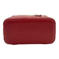 Classic Vanity Small Red Top Handle Bag in Lambskin, Gold hardware