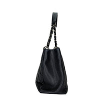 GST Black Tote Bag in Caviar Leather, Silver hardware