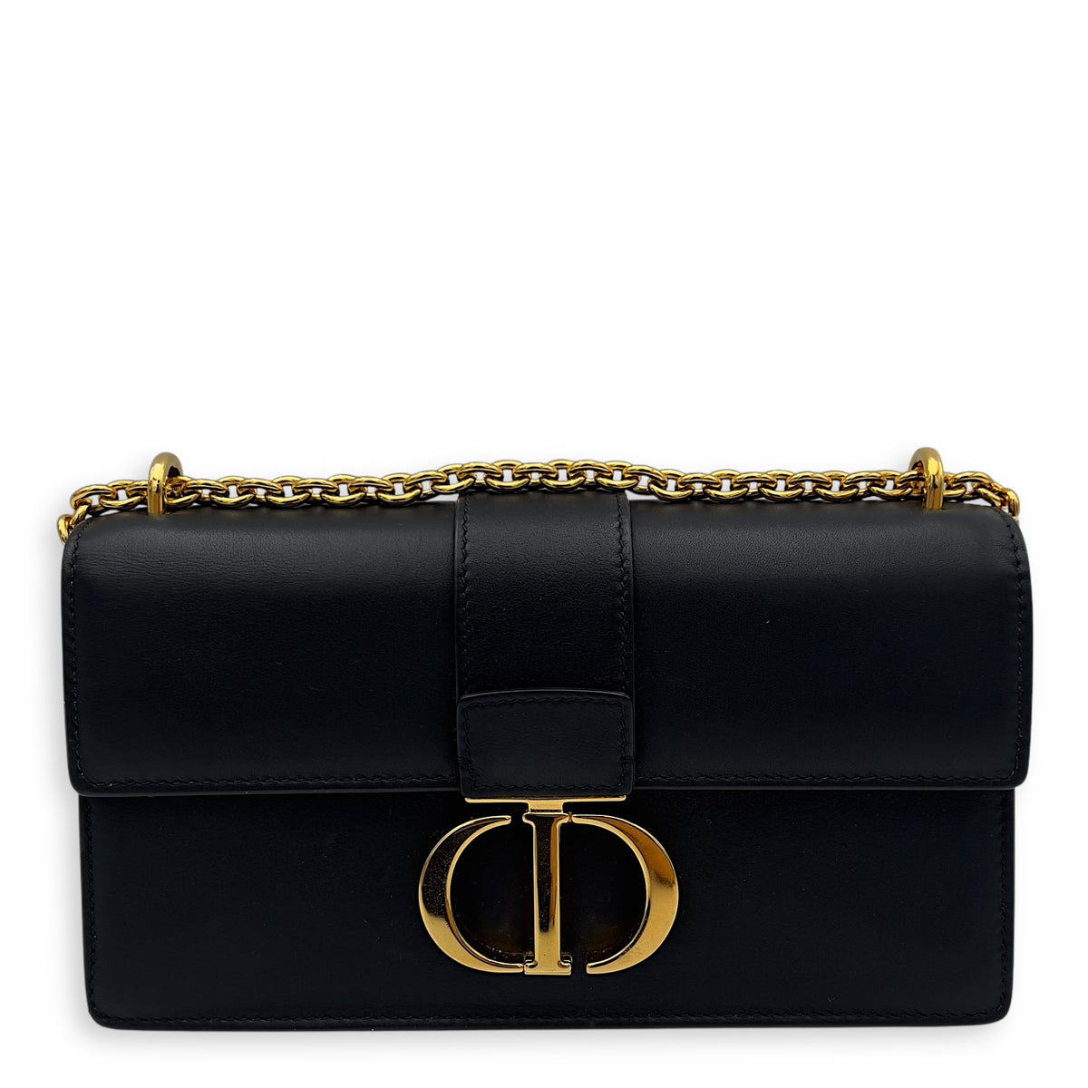Christian Dior Montaigne Shoulder Bag Black in Calfskin, Gold hardware_1