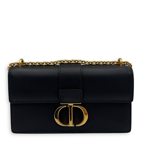 Christian Dior Montaigne Shoulder Bag Black in Calfskin, Gold hardware_1