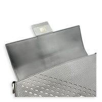 Baguette Crossbody Bag Small Grey in Calfskin, Silver hardware