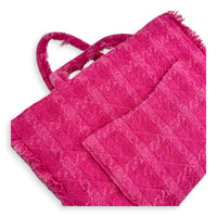 CC Zipper Tote Bag Pink in Tweed, Silver hardware
