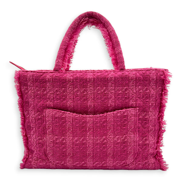 CC Zipper Tote Bag Pink in Tweed, Silver hardware