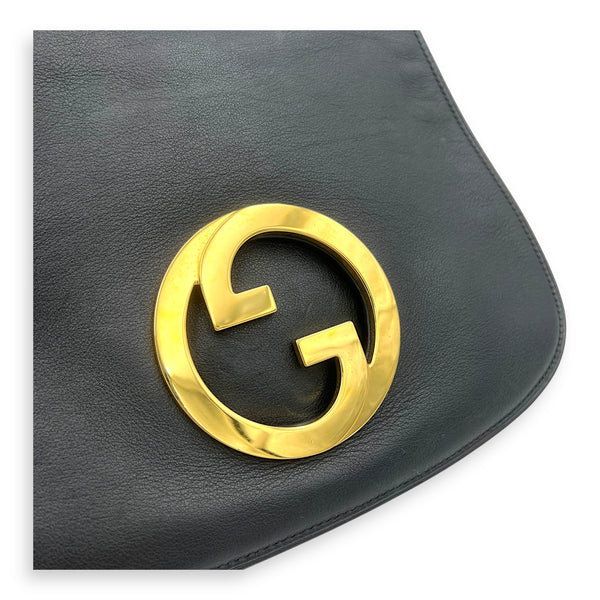 Blondie Black Shoulder Bag in Calfskin, Gold hardware