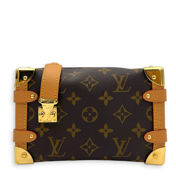 Side Trunk PM Gold Top Handle Bag in Monogram Coated Canvas, Gold hardware