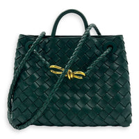 Andiamo Small Green Shoulder Bag in Lambskin, Gold hardware