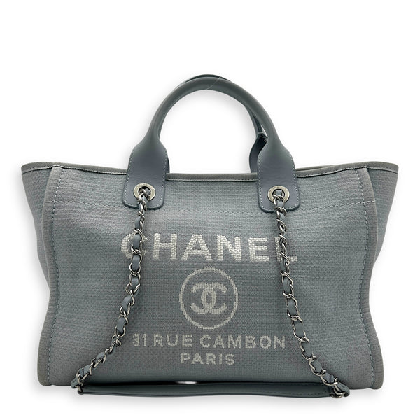 Deauville Blue Tote Bag in Canvas, Silver hardware