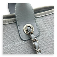Deauville Blue Tote Bag in Canvas, Silver hardware