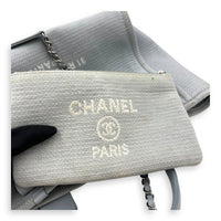 Deauville Blue Tote Bag in Canvas, Silver hardware