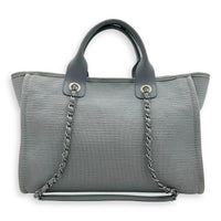 Deauville Blue Tote Bag in Canvas, Silver hardware