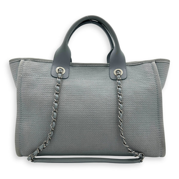 Deauville Blue Tote Bag in Canvas, Silver hardware
