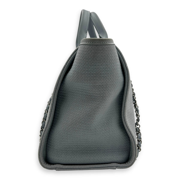 Deauville Blue Tote Bag in Canvas, Silver hardware