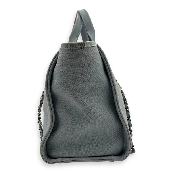 Deauville Blue Tote Bag in Canvas, Silver hardware