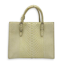 Papier Top Handle Bag Green in Python Leather, Silver hardware