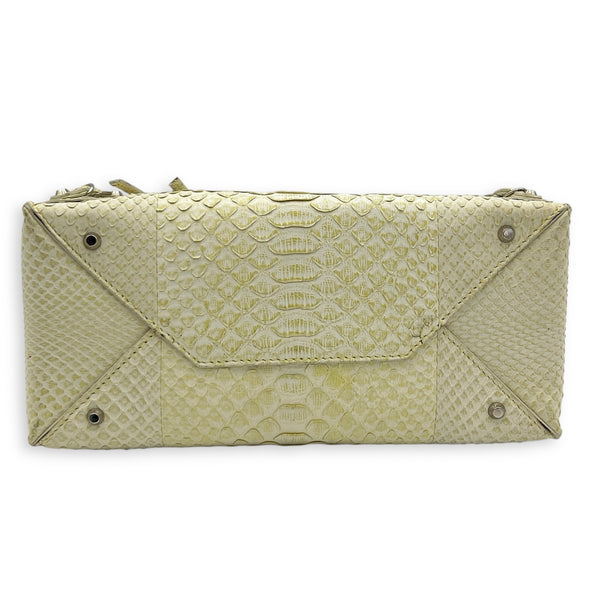 Papier Top Handle Bag Green in Python Leather, Silver hardware