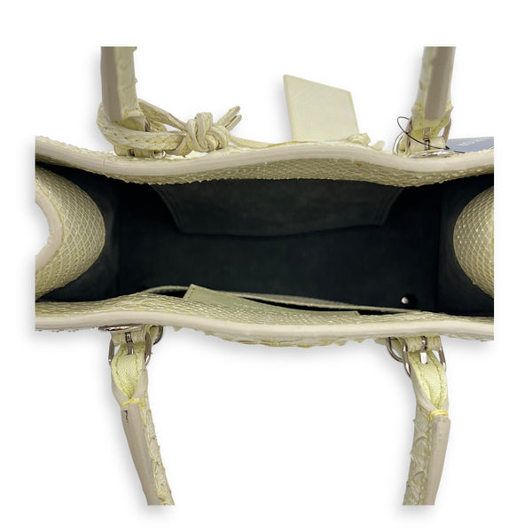 Papier Top Handle Bag Green in Python Leather, Silver hardware