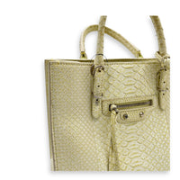 Papier Top Handle Bag Green in Python Leather, Silver hardware