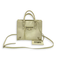 Papier Top Handle Bag Green in Python Leather, Silver hardware