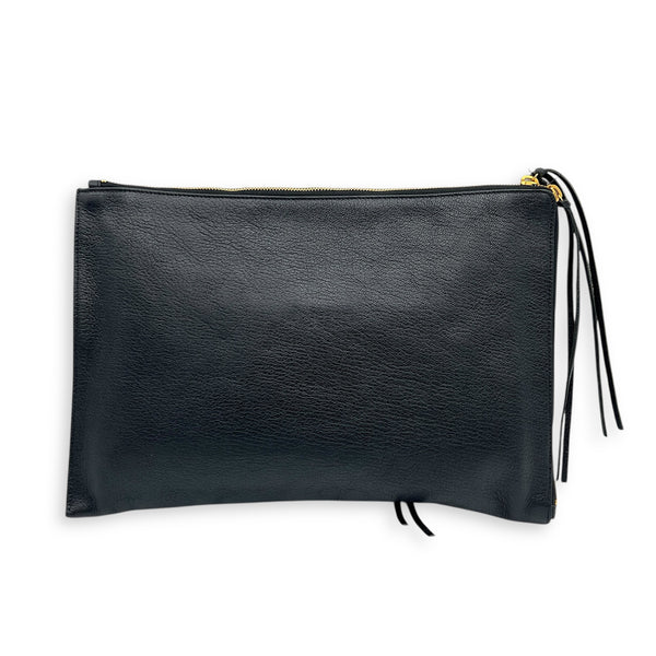 City Pouch Black in Goat Leather, Gold hardware