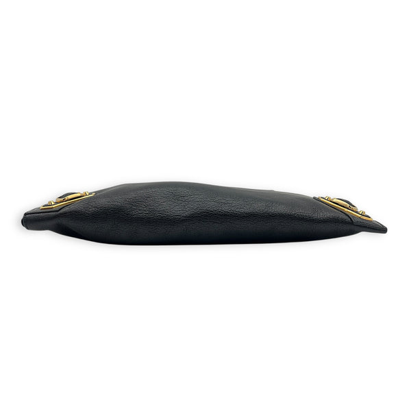 City Pouch Black in Goat Leather, Gold hardware