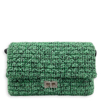 2.55 Crossbody Bag Green in Tweed, Ruthenium hardware
