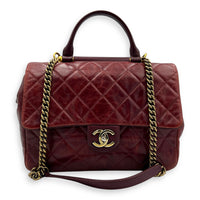 CC Top Handle Bag Red in Calfskin, Gold hardware