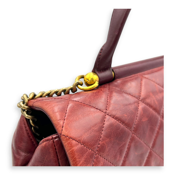 CC Top Handle Bag Red in Calfskin, Gold hardware