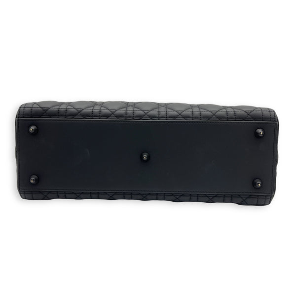 Lady Dior Top Handle Bag Large Black in Lambskin, Ultramatte hardware