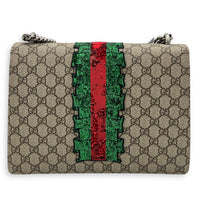 Dionysus Shoulder Bag Brown in Coated Canvas, Ruthenium hardware