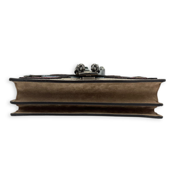 Dionysus Shoulder Bag Brown in Coated Canvas, Ruthenium hardware