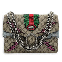 Dionysus Shoulder Bag Brown in Coated Canvas, Ruthenium hardware