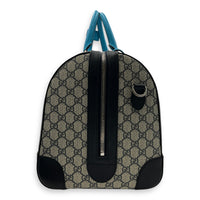 Safoy Blue Duffle Bag in Coated Canvas, Silver hardware