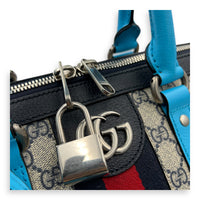 Safoy Blue Duffle Bag in Coated Canvas, Silver hardware