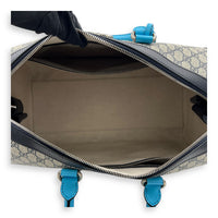Safoy Blue Duffle Bag in Coated Canvas, Silver hardware