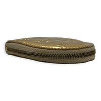Miroir Heart Coin Pouch Charm Gold in Patent Leather, Gold hardware