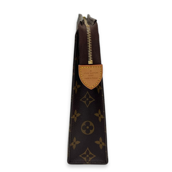 Pochette Toilette World Tour Pouch Brown in Monogram Coated Canvas, Gold hardware