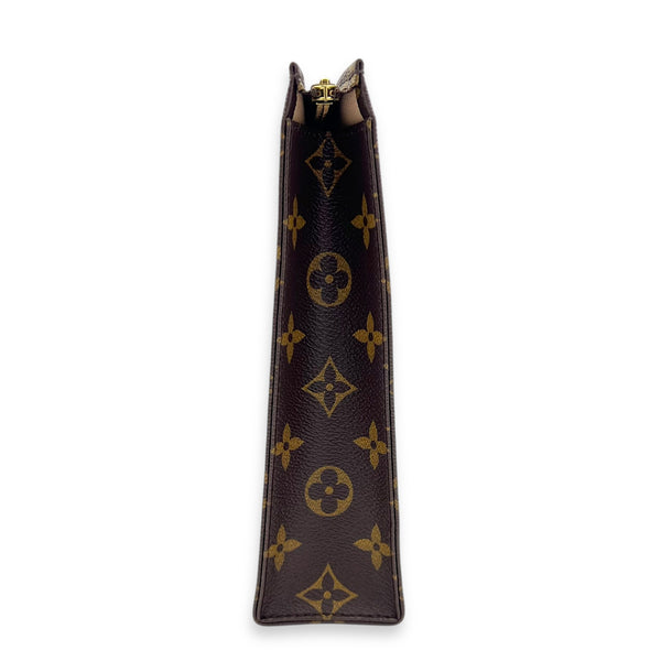 Pochette Toilette World Tour Pouch Brown in Monogram Coated Canvas, Gold hardware