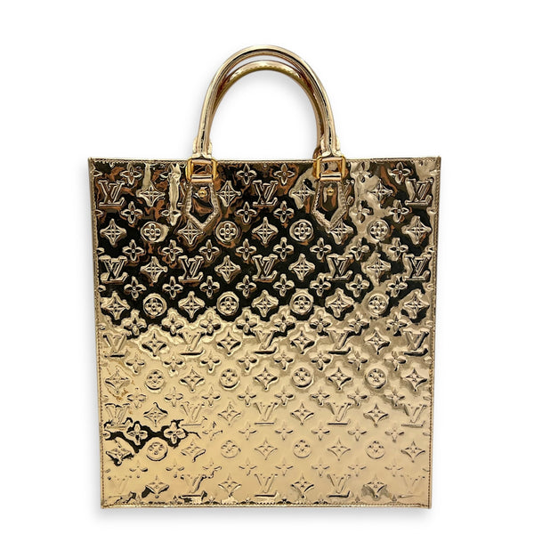 Miroir Sac Plat Top Handle Bag Gold in Patent Leather, Gold hardware