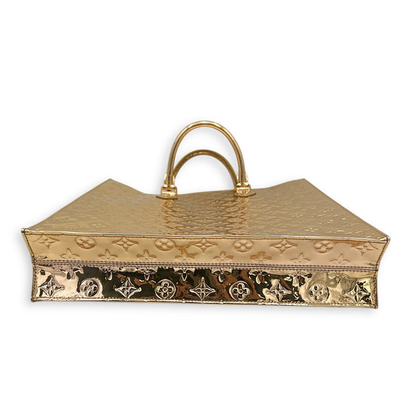 Miroir Sac Plat Top Handle Bag Gold in Patent Leather, Gold hardware