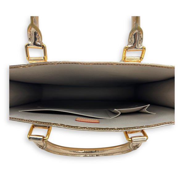 Miroir Sac Plat Top Handle Bag Gold in Patent Leather, Gold hardware