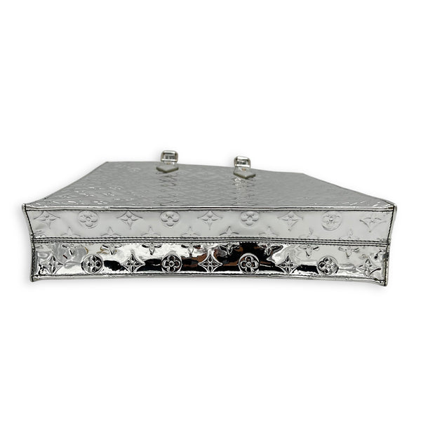 Miroir Sac Plat Top Handle Bag Silver in Patent Leather, Silver hardware
