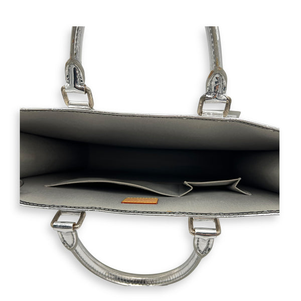 Miroir Sac Plat Top Handle Bag Silver in Patent Leather, Silver hardware