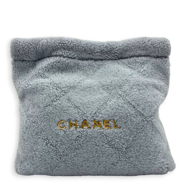 22 Tote Small Blue Tote Bag in Shearling, Gold hardware
