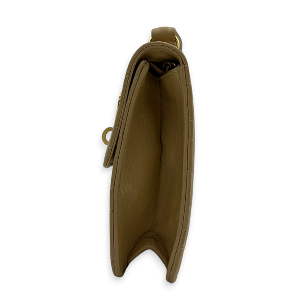 Vintage CC Double Turnlock Shoulder Bag Beige in Lambskin, Gold hardware