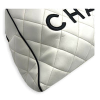 CC Bowling White (recoloured) Top Handle Bag in Calfskin, Gold hardware