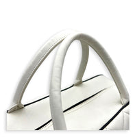CC Bowling White (recoloured) Top Handle Bag in Calfskin, Gold hardware
